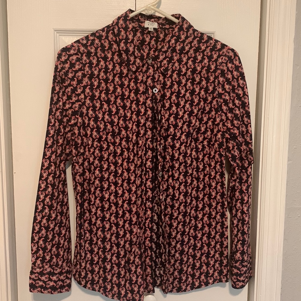 Crown & Ivy navy and print button-up M